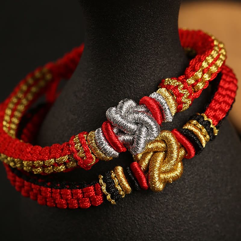 Bracelet fait main en corde rouge avec nœud d'amour véritable pour la chance