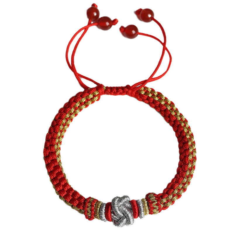 Bracelet fait main en corde rouge avec nœud d'amour véritable pour la chance