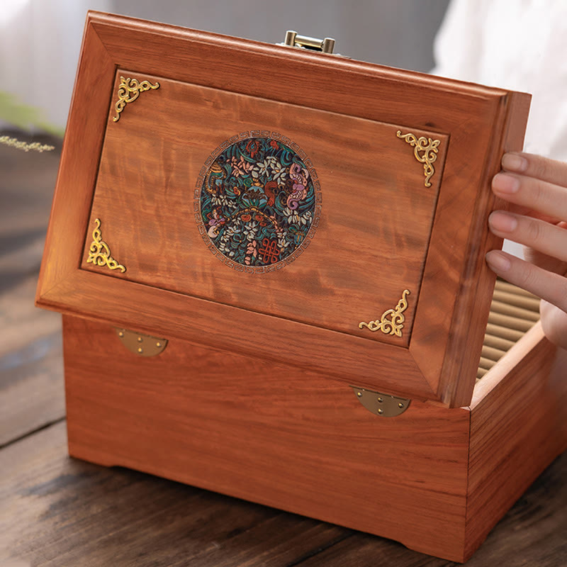 Coffret à bijoux en palissandre fait main, grande taille, verrouillable, 25,5 cm