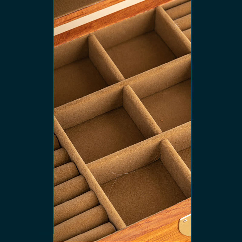 Coffret à bijoux en palissandre fait main, grande taille, verrouillable, 25,5 cm