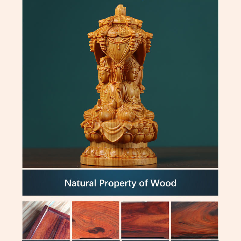 Statue de Bouddha en bois de thuya faite à la main pour éloigner les esprits
