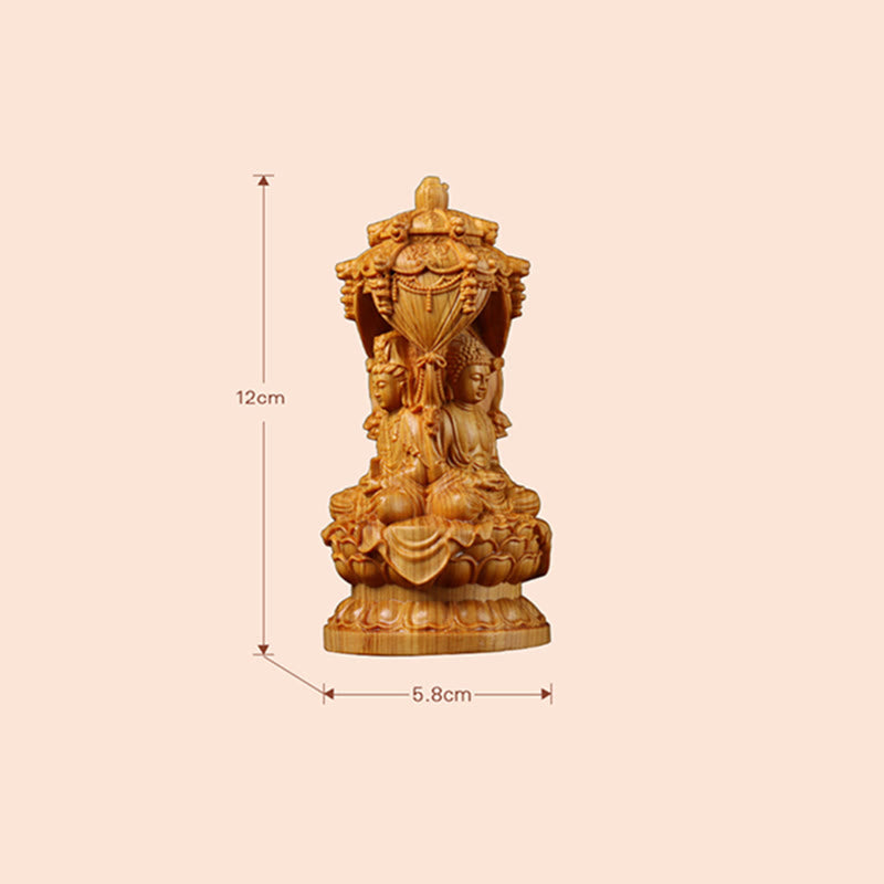 Statue de Bouddha en bois de thuya faite à la main pour éloigner les esprits