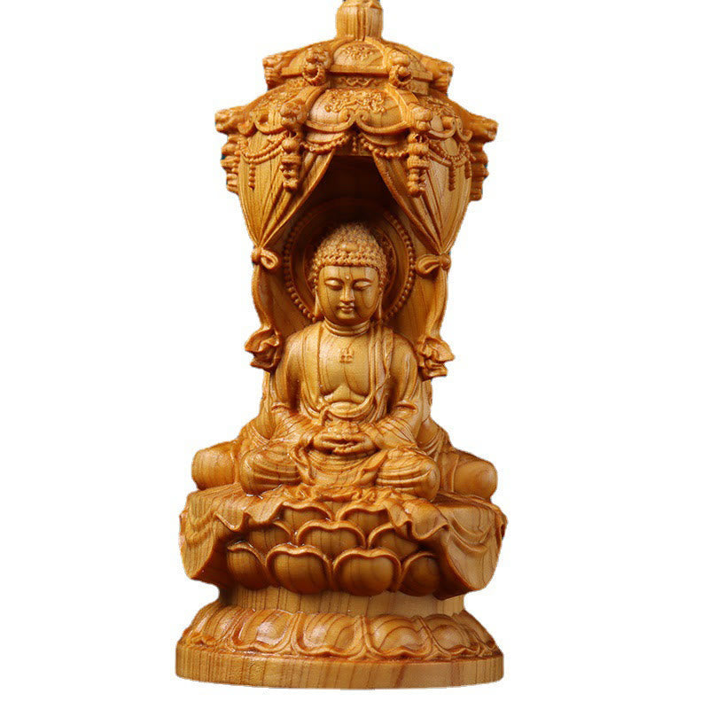 Statue de Bouddha en bois de thuya faite à la main pour éloigner les esprits