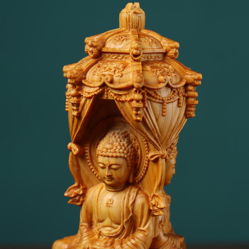Statue de Bouddha en bois de thuya faite à la main pour éloigner les esprits