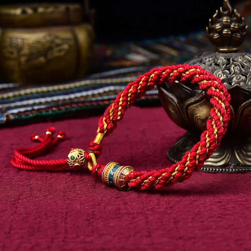 Bracelet tibétain en fil rouge fait main pour la chance et la protection