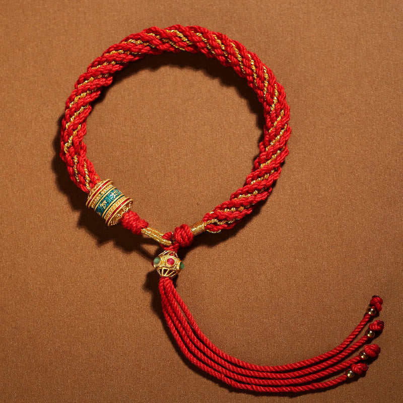 Bracelet tibétain en fil rouge fait main pour la chance et la protection