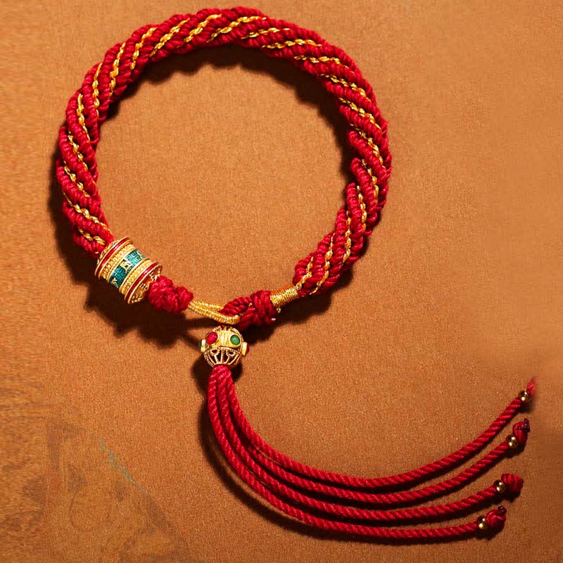 Bracelet tibétain en fil rouge fait main pour la chance et la protection