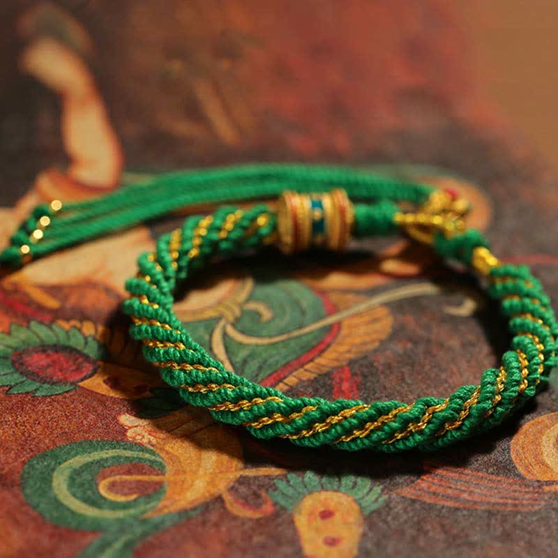 Bracelet tibétain en fil rouge fait main pour la chance et la protection