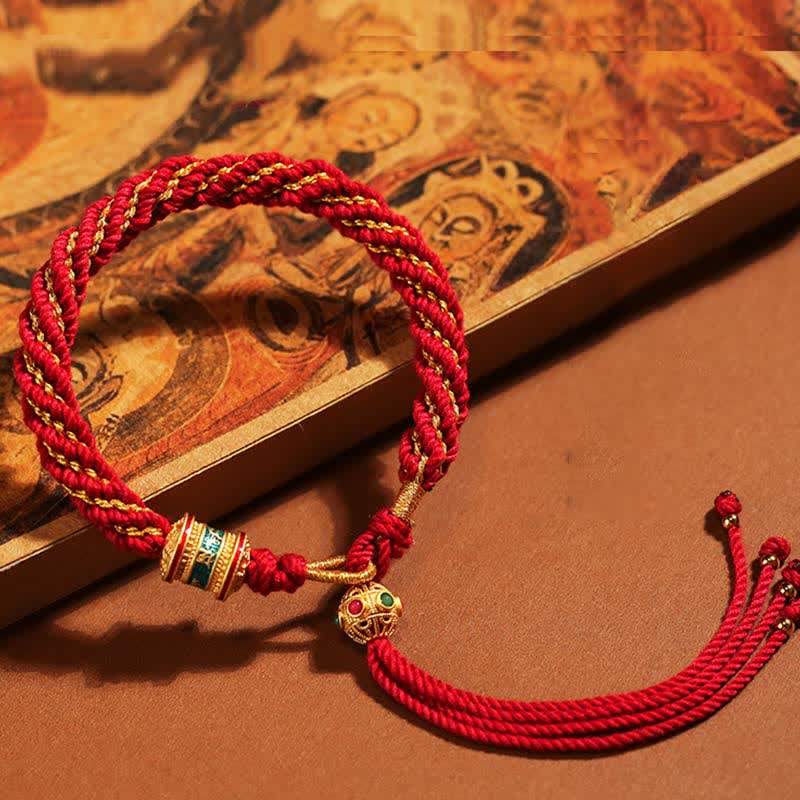 Bracelet tibétain en fil rouge fait main pour la chance et la protection
