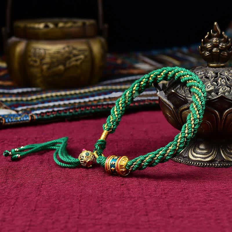 Bracelet tibétain en fil rouge fait main pour la chance et la protection