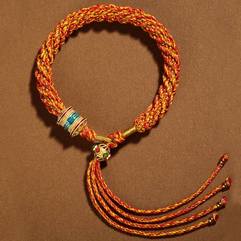 Bracelet tibétain en fil rouge fait main pour la chance et la protection
