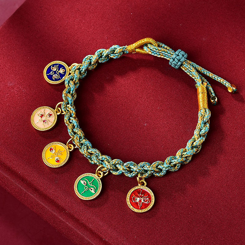 Bracelet spirituel tibétain fait main | Cinq dieux de la richesse
