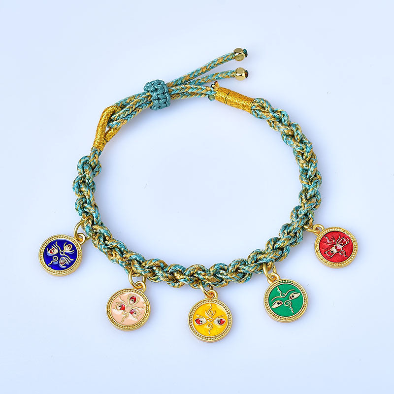 Bracelet spirituel tibétain fait main | Cinq dieux de la richesse