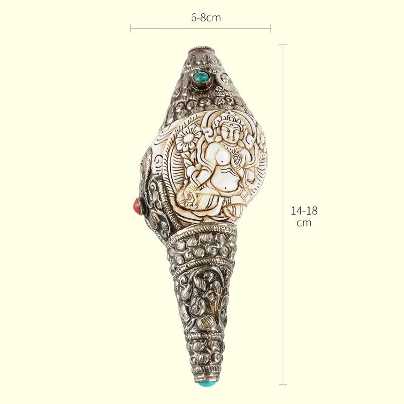 Décoration en coquillage tibétain Shankha faite à la main pour la richesse