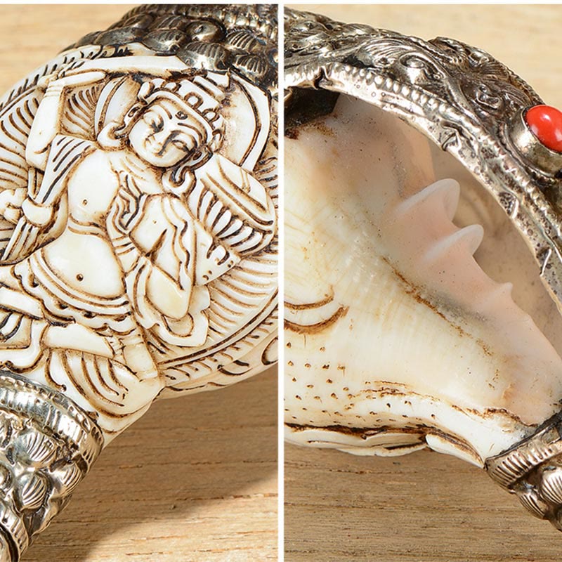 Décoration en coquillage tibétain Shankha faite à la main pour la richesse