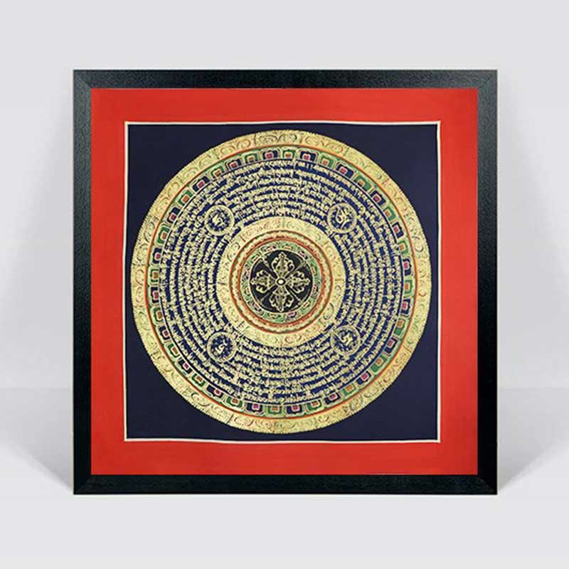 Peinture Thangka tibétaine faite à la main, décoration 26 x 26 cm, motif aléatoire
