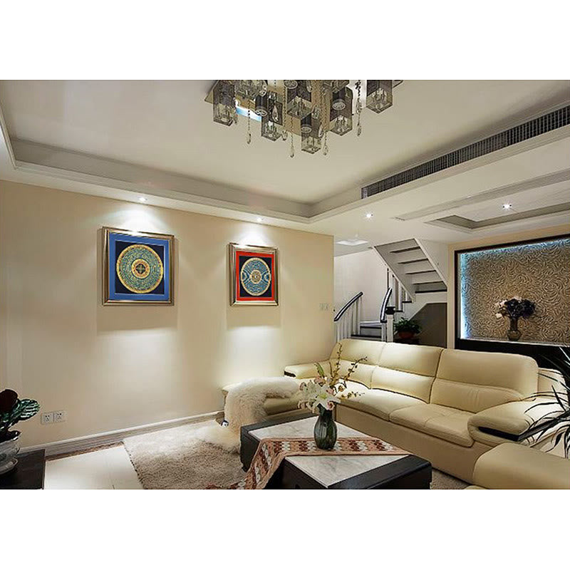 Peinture Thangka tibétaine faite à la main, décoration 26 x 26 cm, motif aléatoire