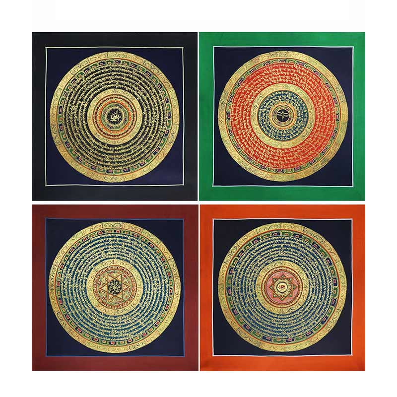 Peinture Thangka tibétaine faite à la main, décoration 26 x 26 cm, motif aléatoire