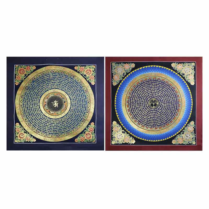 Peinture Thangka tibétaine faite à la main, décoration 26 x 26 cm, motif aléatoire