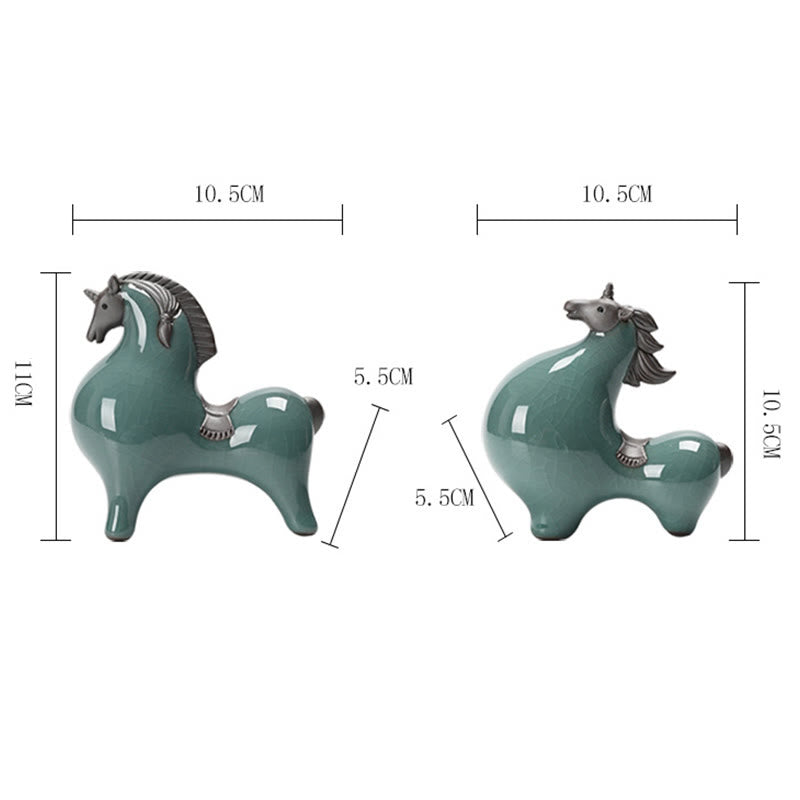 Figurine de cheval en céramique tête baissée de 11 cm pour le succès et la liberté