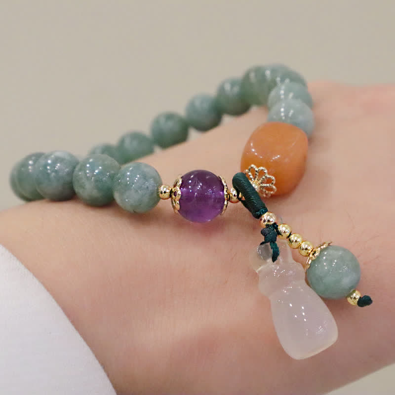 Bracelet de guérison en jade avec jade cyan et améthyste pour l'harmonie