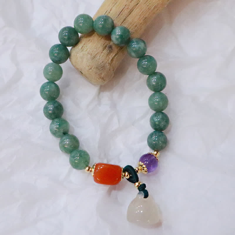 Bracelet de guérison en jade avec jade cyan et améthyste pour l'harmonie