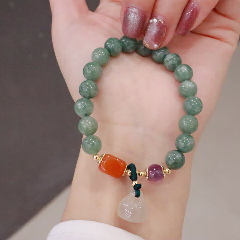 Bracelet de guérison en jade avec jade cyan et améthyste pour l'harmonie
