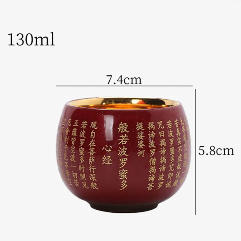Tasse à thé de méditation en céramique Heart Sutra 130 ml Rouge ou Bleu