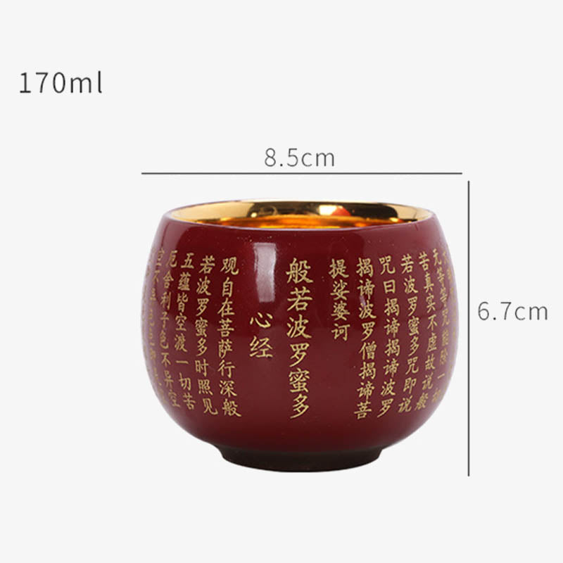 Tasse à thé de méditation en céramique Heart Sutra 130 ml Rouge ou Bleu