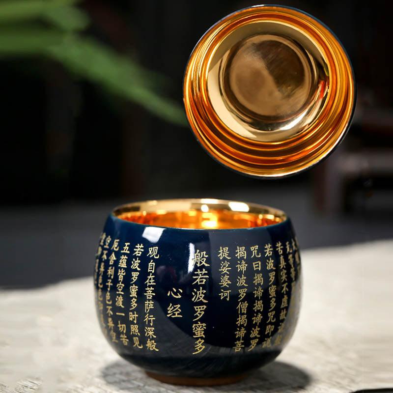 Tasse à thé de méditation en céramique Heart Sutra 130 ml Rouge ou Bleu