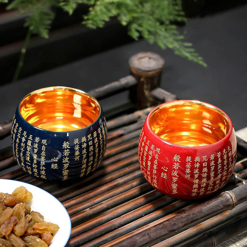 Tasse à thé de méditation en céramique Heart Sutra 130 ml Rouge ou Bleu