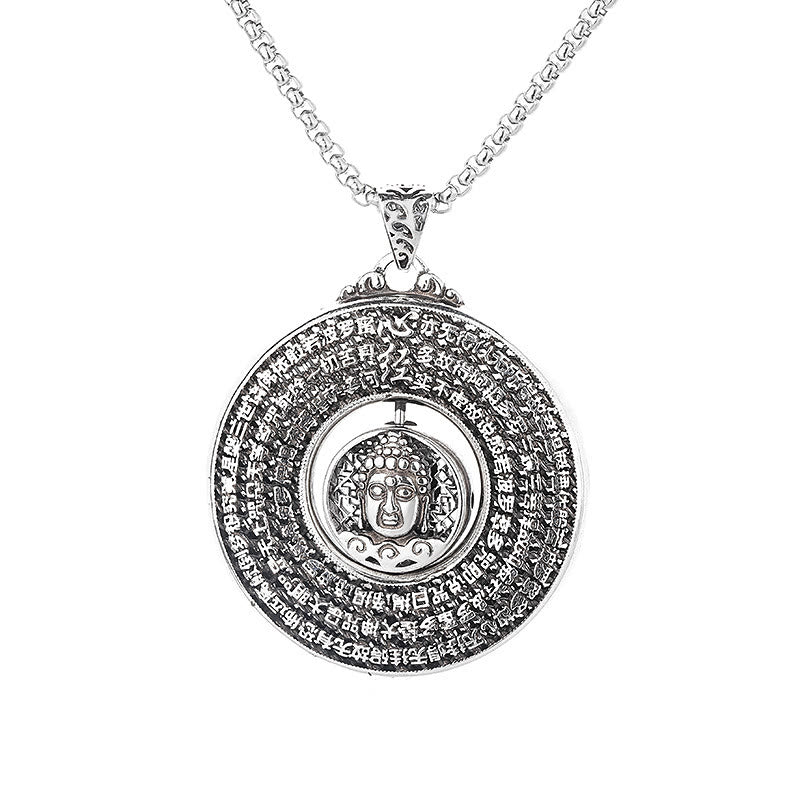Collier à boucle de paix Bouddha en cuivre Sutra du cœur