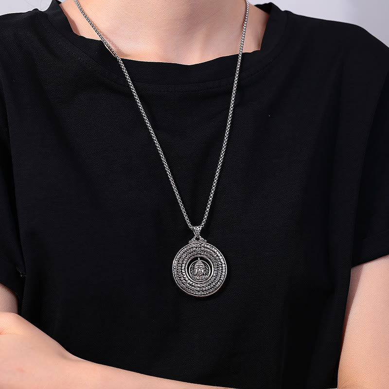 Collier à boucle de paix Bouddha en cuivre Sutra du cœur