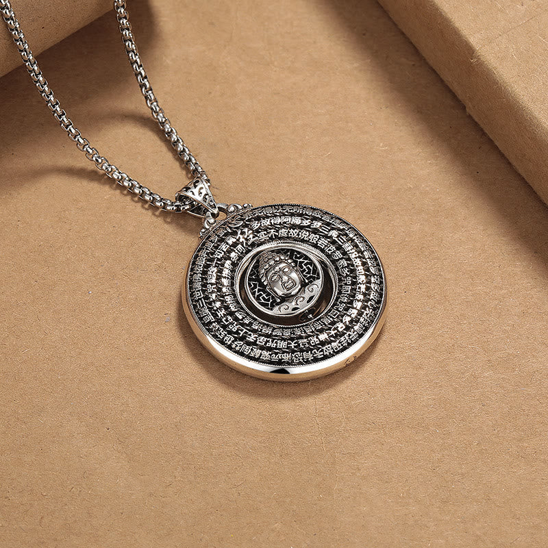 Collier à boucle de paix Bouddha en cuivre Sutra du cœur