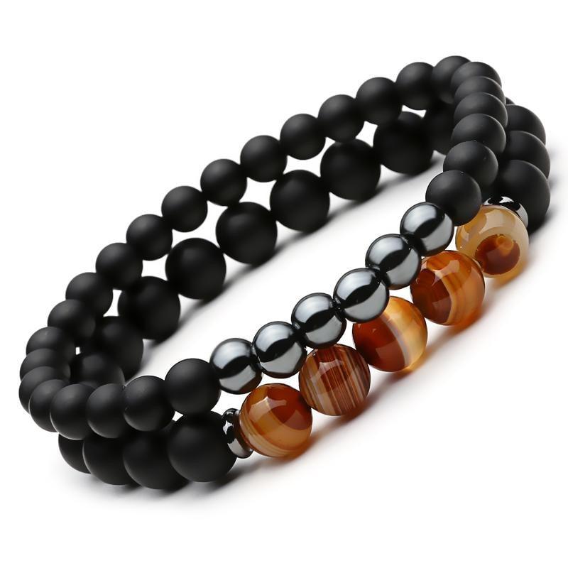 Ensemble de bracelets de protection et d'équilibre en agate hématite