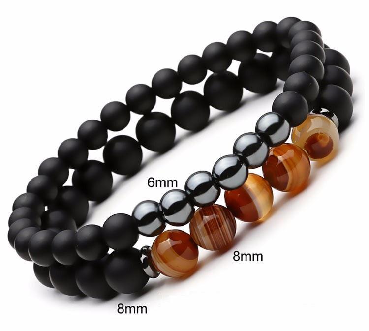 Ensemble de bracelets de protection et d'équilibre en agate hématite