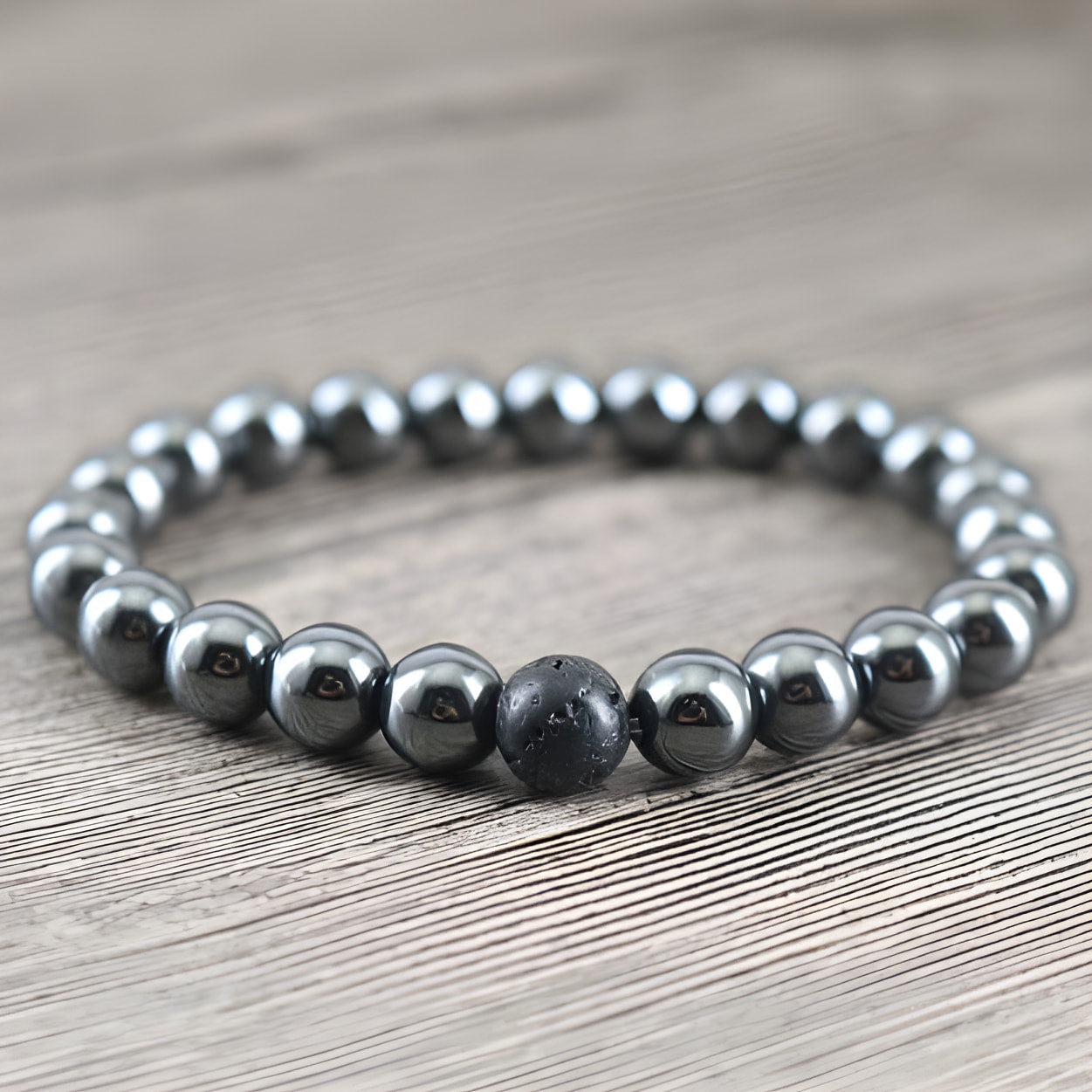 Bracelets d'équilibre énergétique en hématite et pierre de lave