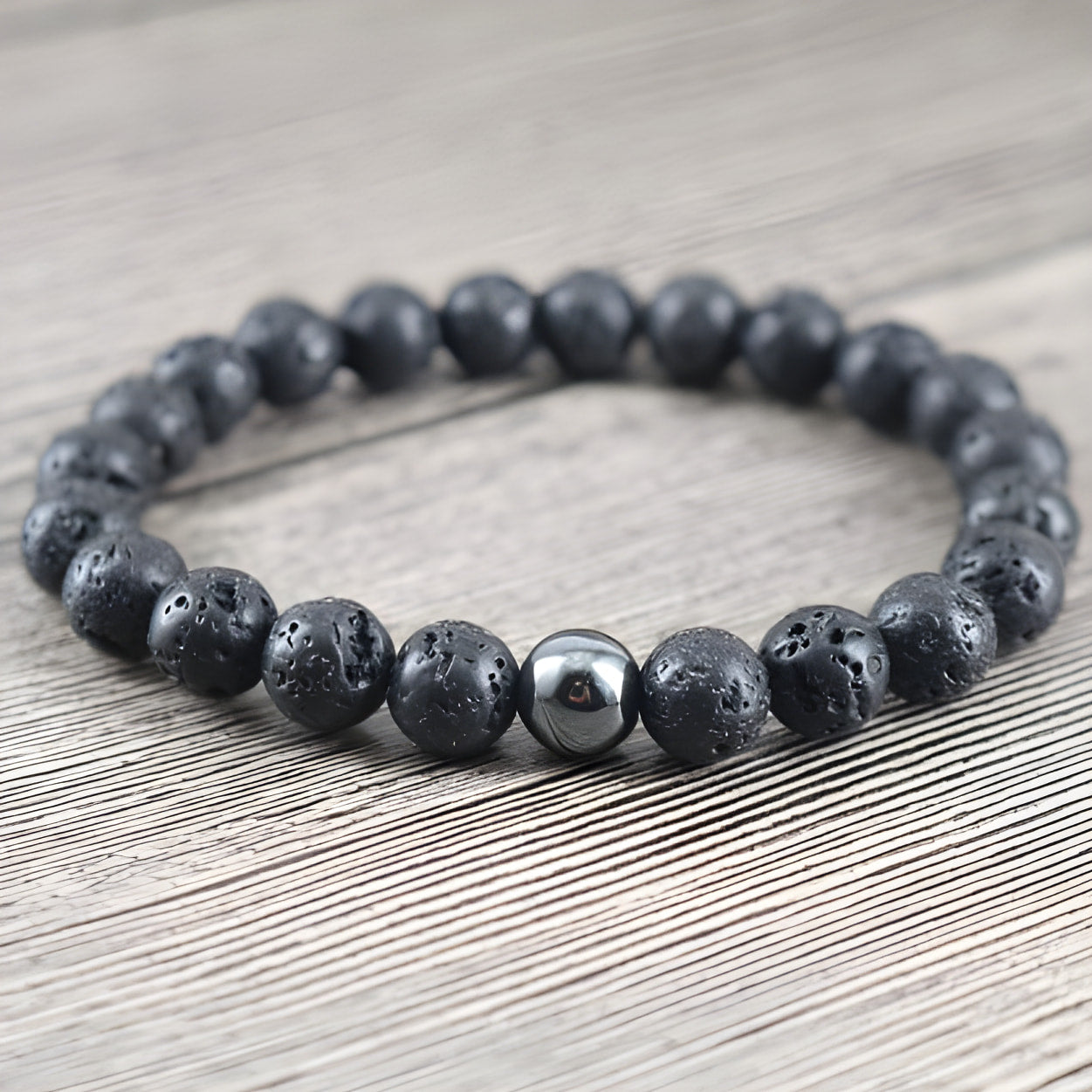 Bracelets d'équilibre énergétique en hématite et pierre de lave