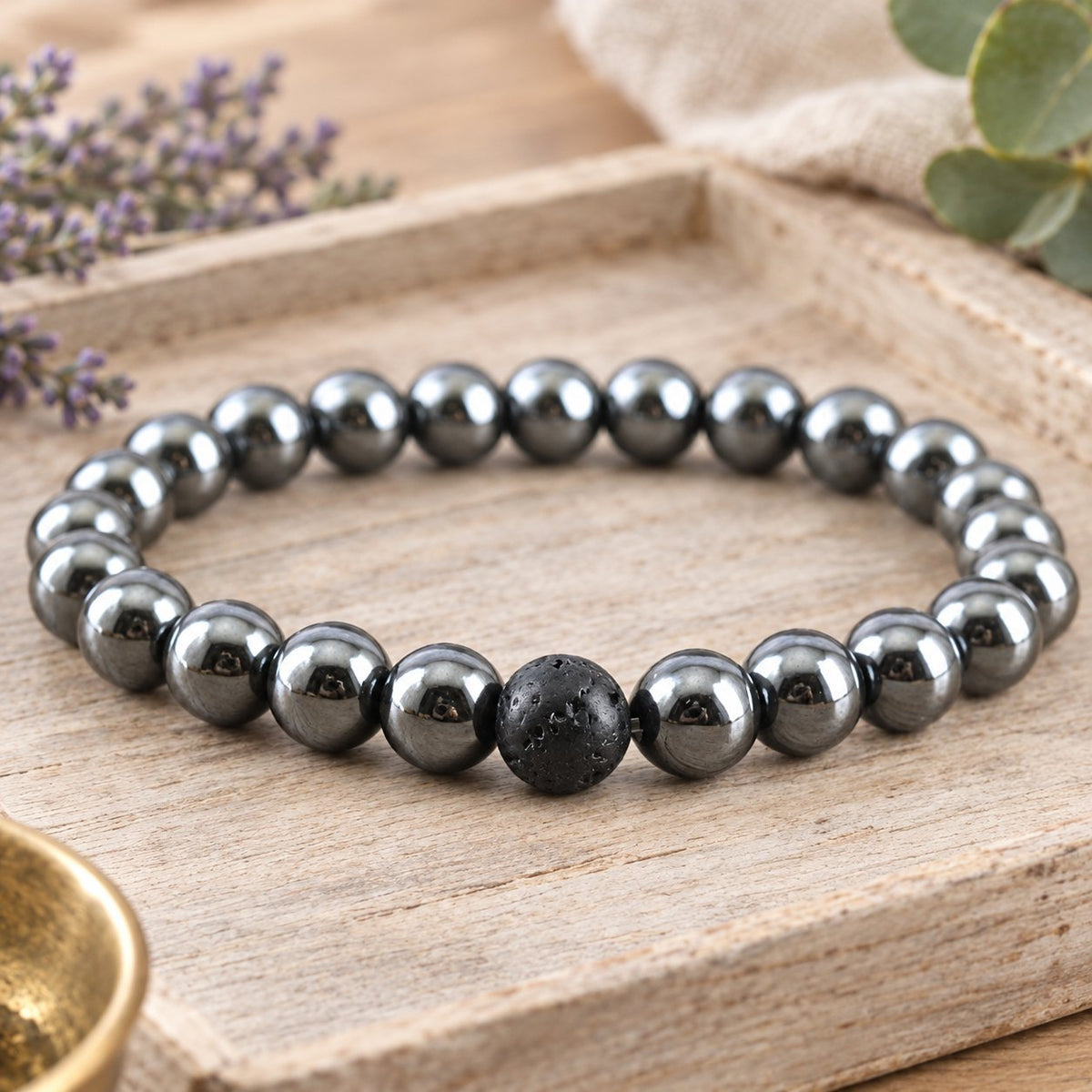 Hematite and Lava Stone Balance Bracelets, hematite bracelet