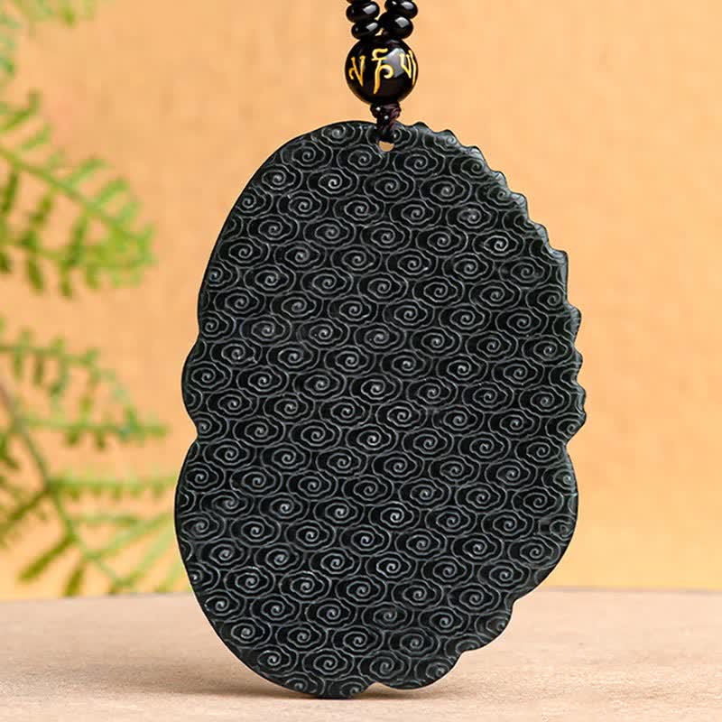 Collier dragon en jade cyan Hetian pour le succès et l'harmonie