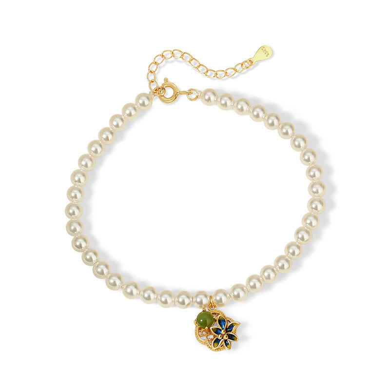 Parure de bijoux en jade cyan Hetian, motif trèfle à quatre feuilles | Sons de guérison