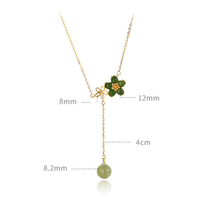 Collier porte-bonheur en jade cyan Hetian en argent 925 | Sons de guérison