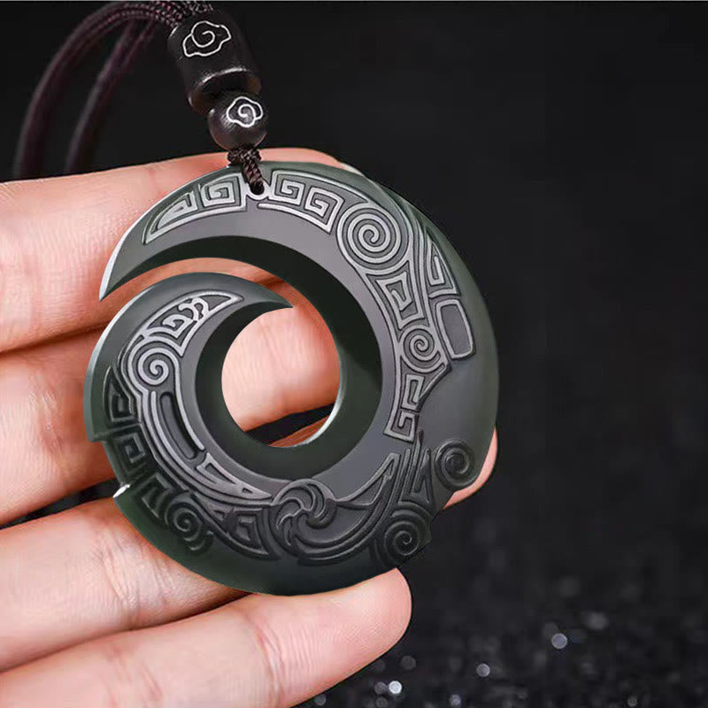 Collier en jade cyan Hetian | La chance améliore la boucle de la paix