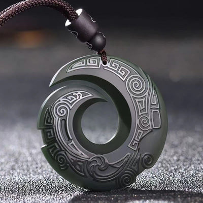Collier en jade cyan Hetian | La chance améliore la boucle de la paix