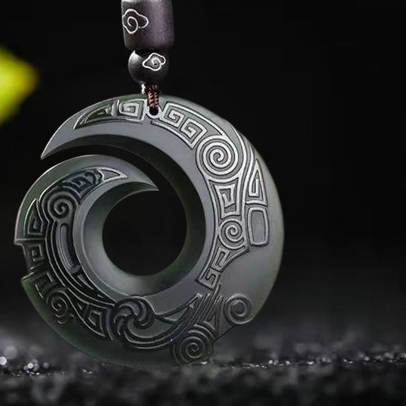 Collier en jade cyan Hetian | La chance améliore la boucle de la paix