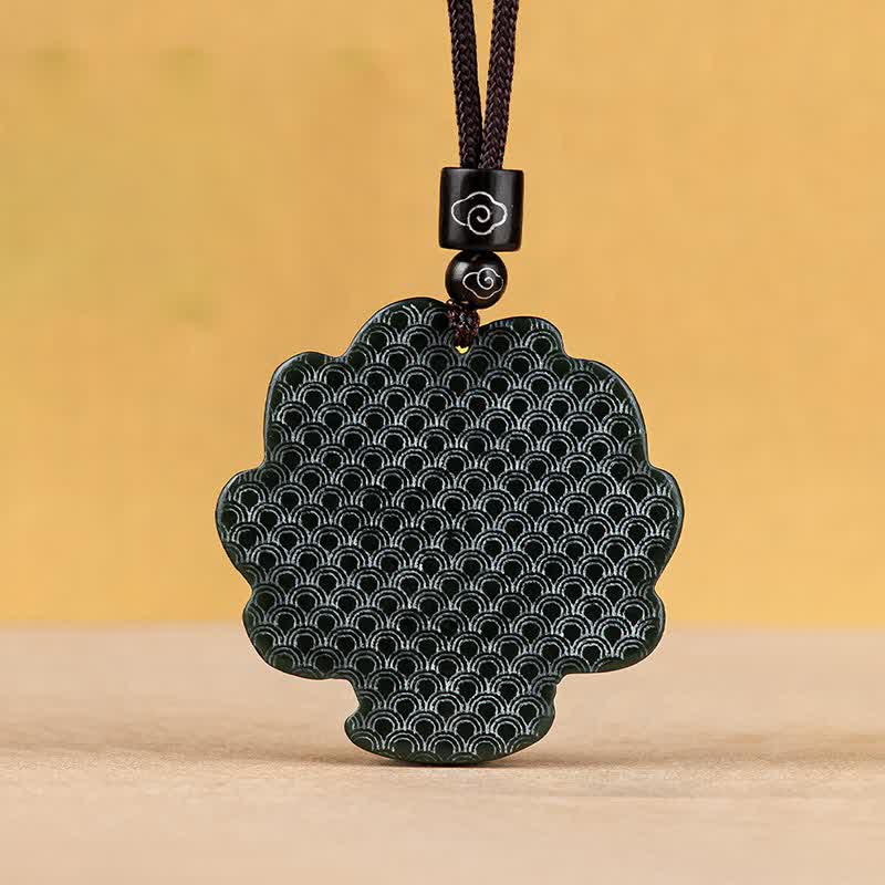 Collier pendentif porte-bonheur en jade cyan Hetian, renard à neuf queues
