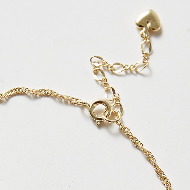 Bracelet porte-bonheur en jade Hetian plaqué or 14 carats