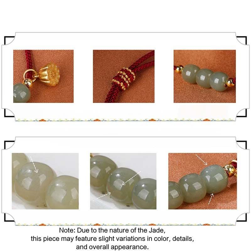 Bracelet en jade Hetian avec gousse de lotus pour la prospérité et la chance