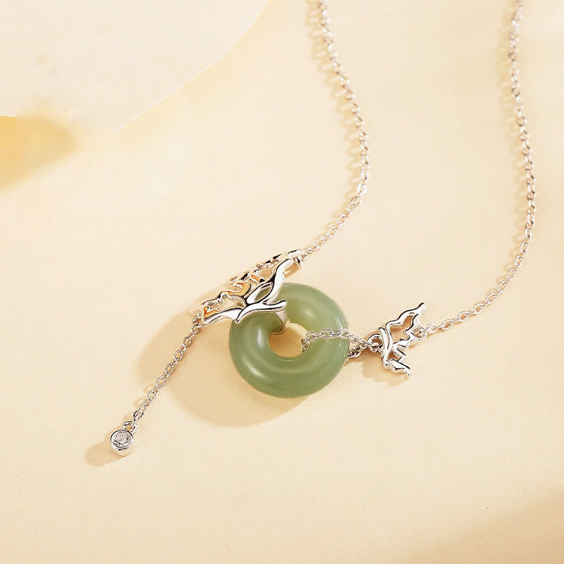 Collier d'abondance papillon en jade Hetian