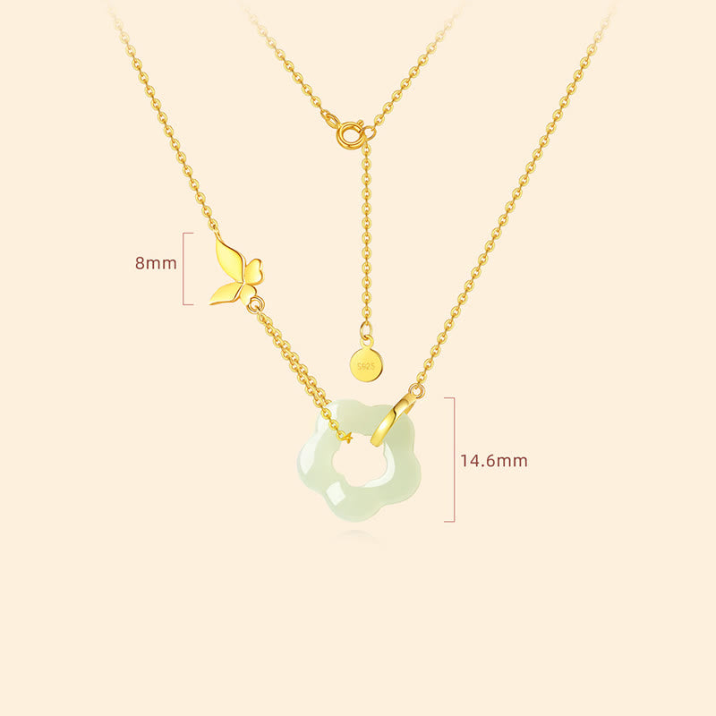 Collier papillon en argent sterling et jade Hetian